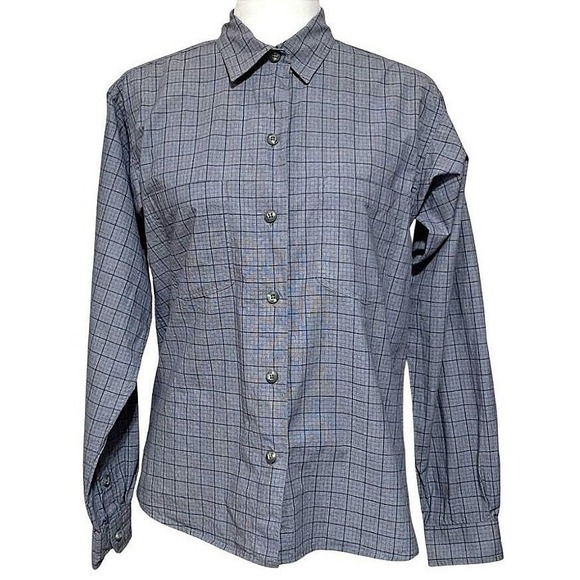 Patagonia Tops - Gorpcore Patagonia Button Down Shirt‎ Women Small Blue Grey Plaid Organic Cotton